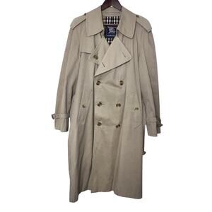 Vintage Burberry Men's Long Classic Nova Check Trench Size L *No Lining*
